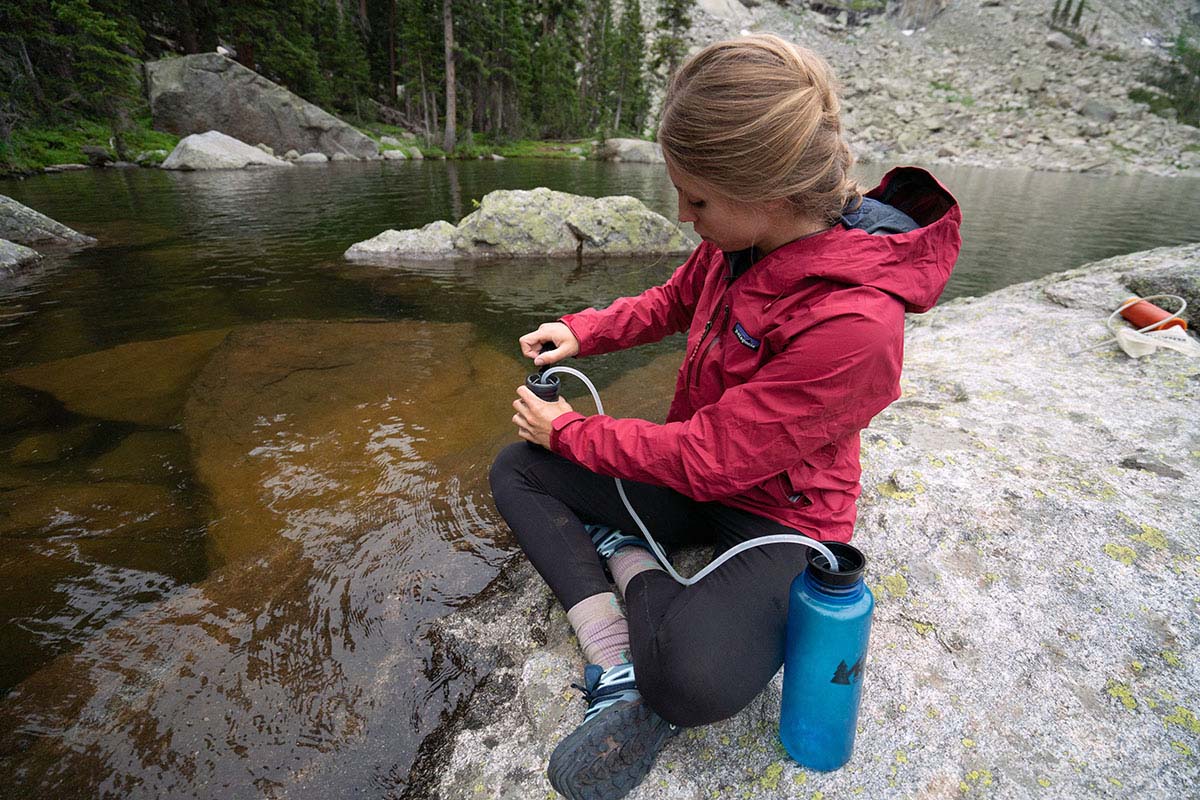 Backpacking checklist (filtering water in alpine lake)